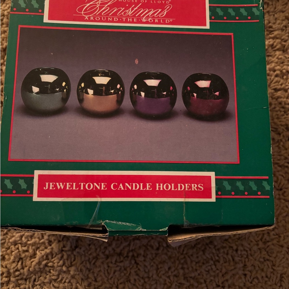 Christmas Jeweltone Candle Holders Set